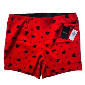 Disney + Torrid Red and Black Stretch Pull On Shorts